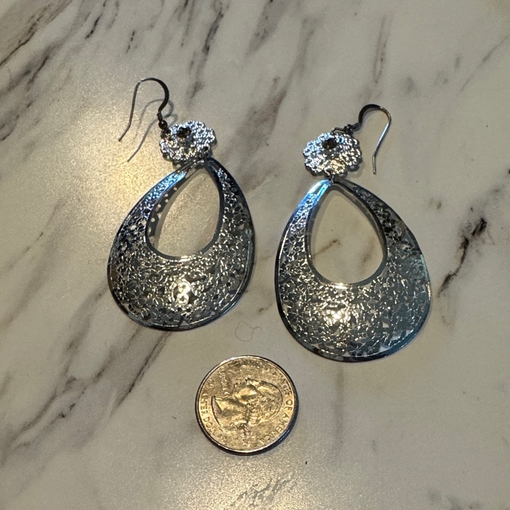Silver Statement Earrings Set - Picture 2 of 7